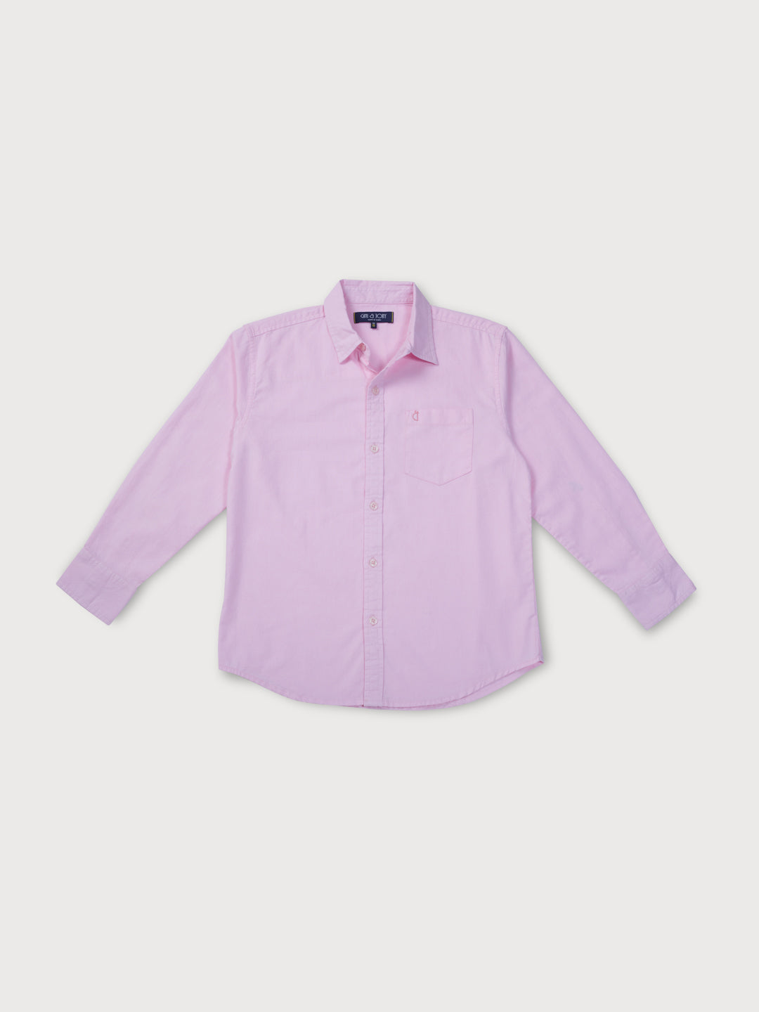 Boys Pink Woven Solid Shirt