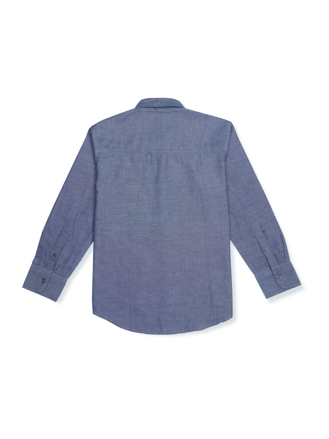 Boys Blue Woven Solid Full Sleeves Shirt