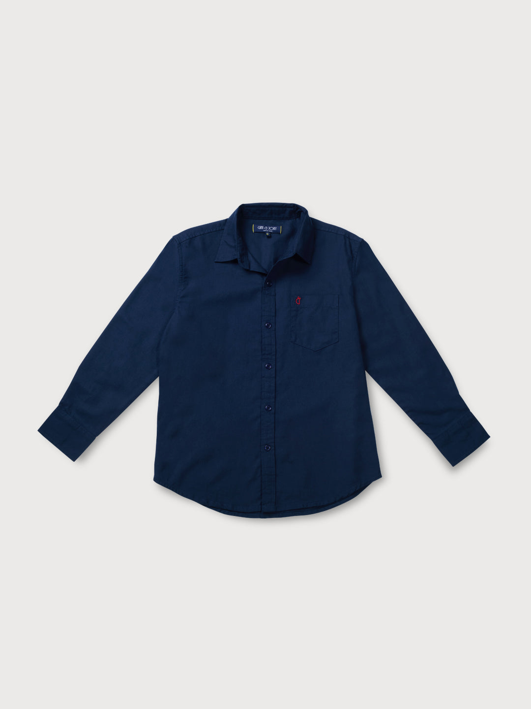 Boys Navy Blue Solid Woven Shirt