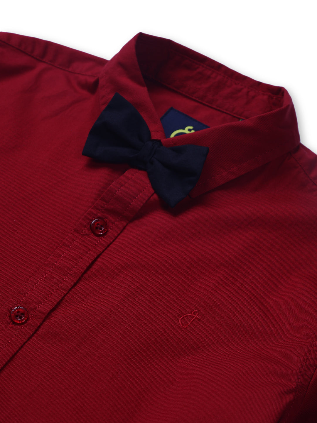 Boys Red Solid Woven Shirt