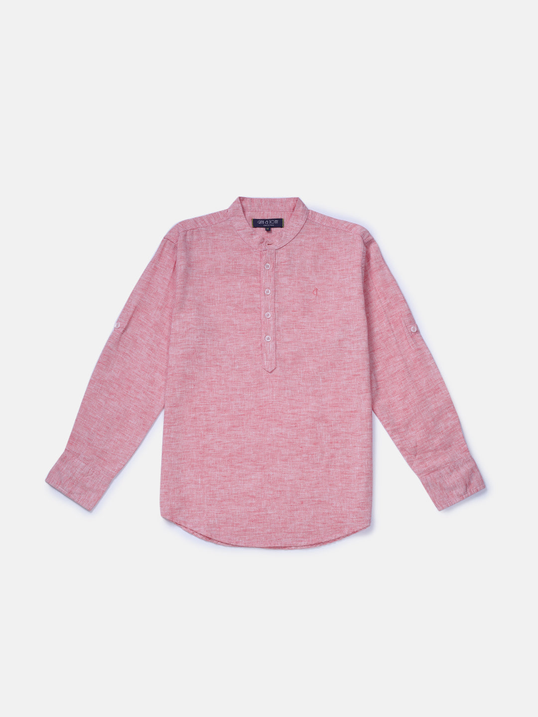 Boys Pink Solid Woven Shirt