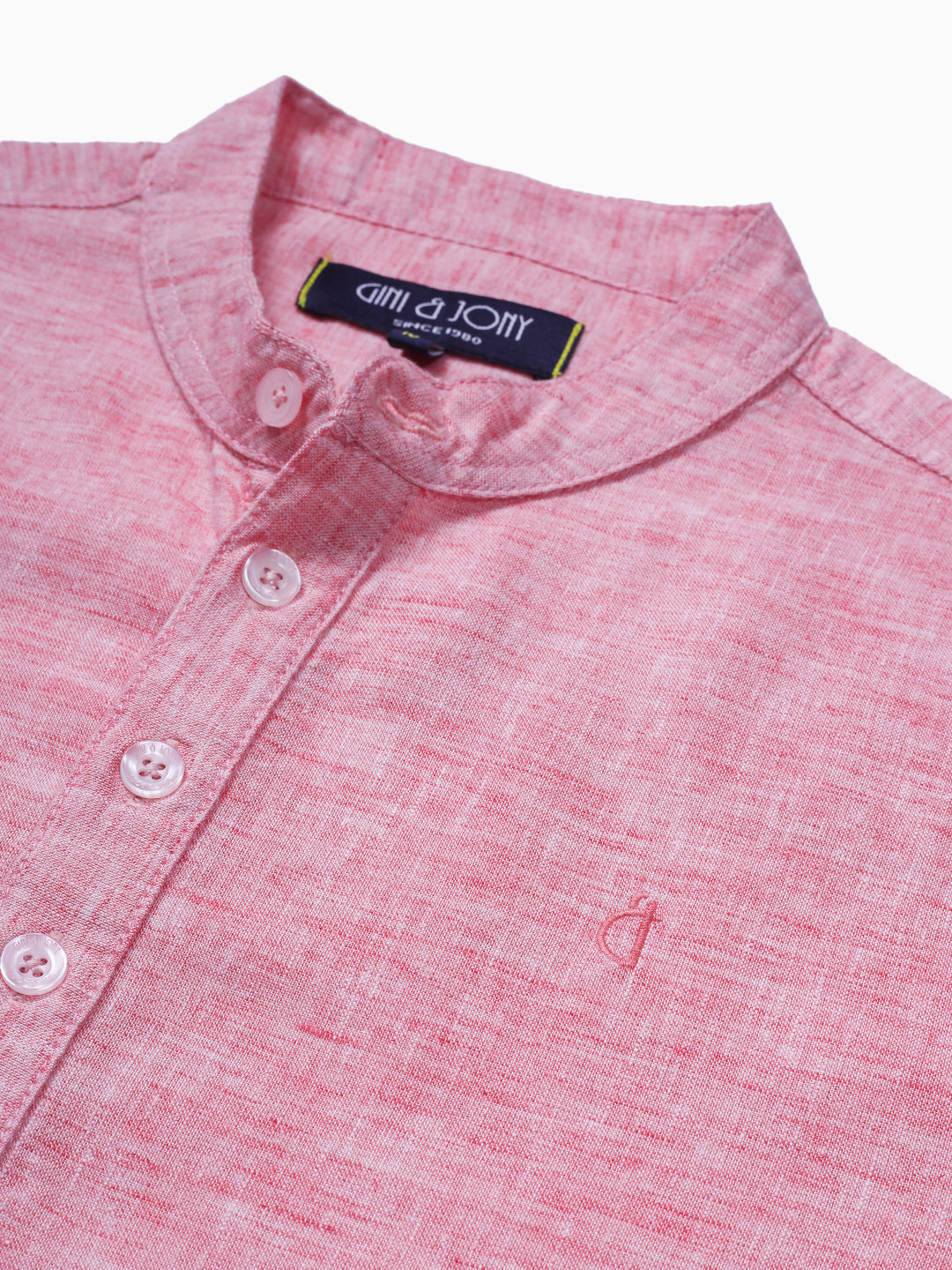 Boys Pink Solid Woven Shirt