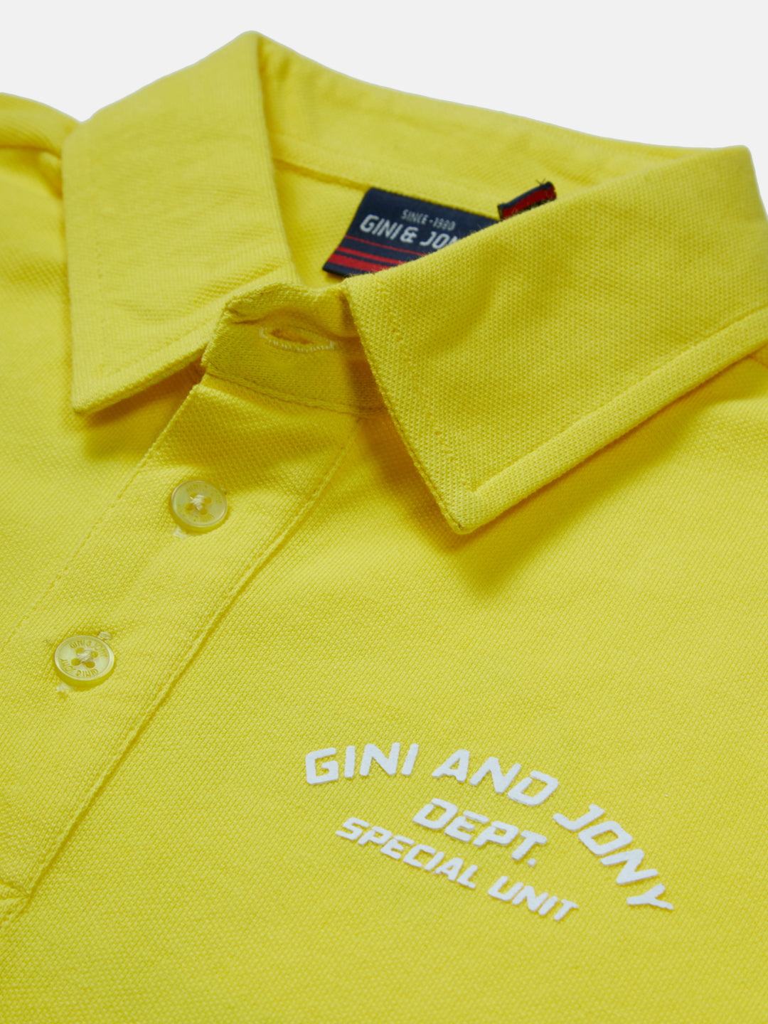 Boys Yellow Printed Knits Polo T-Shirt