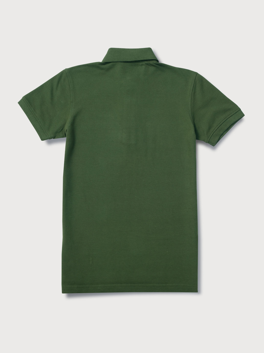 Boys Green Solid Knits Polo T-Shirt