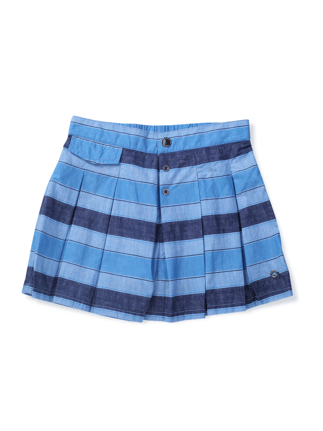 Girls Blue Striped Knits Skirt