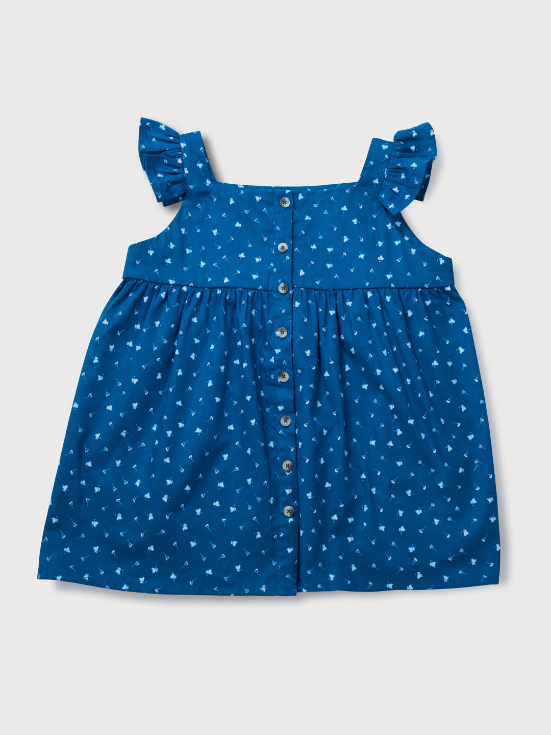 Girls Navy Blue Printed Woven Woven Top