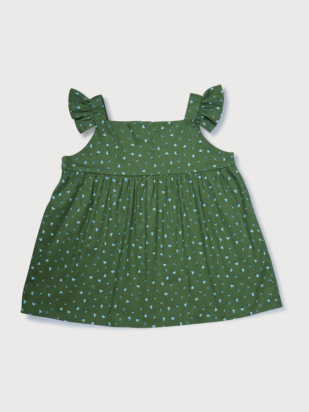 Girls Green Printed Woven Woven Top