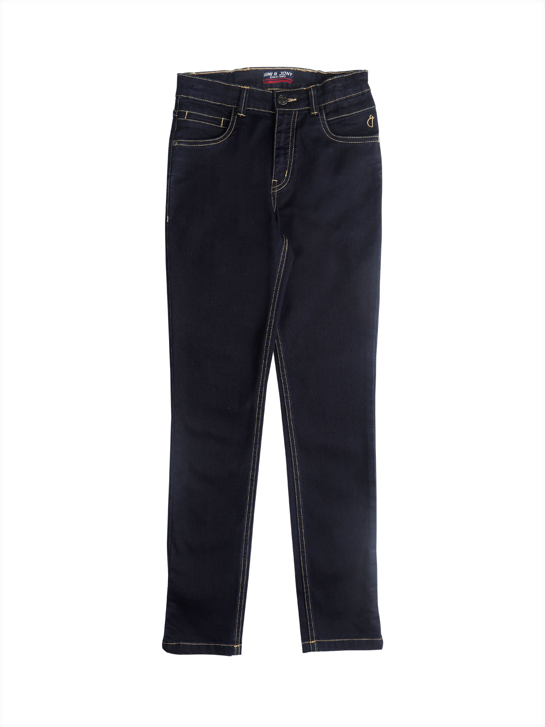 Boys Black Cotton Solid Fixed Waist Jeans