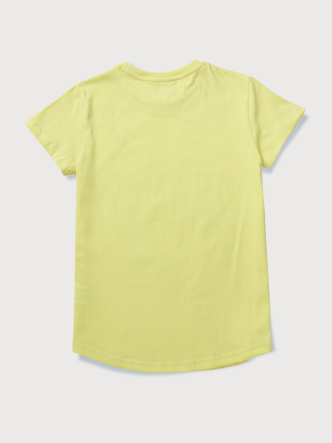 Girls Yellow Solid Cotton Knits Top
