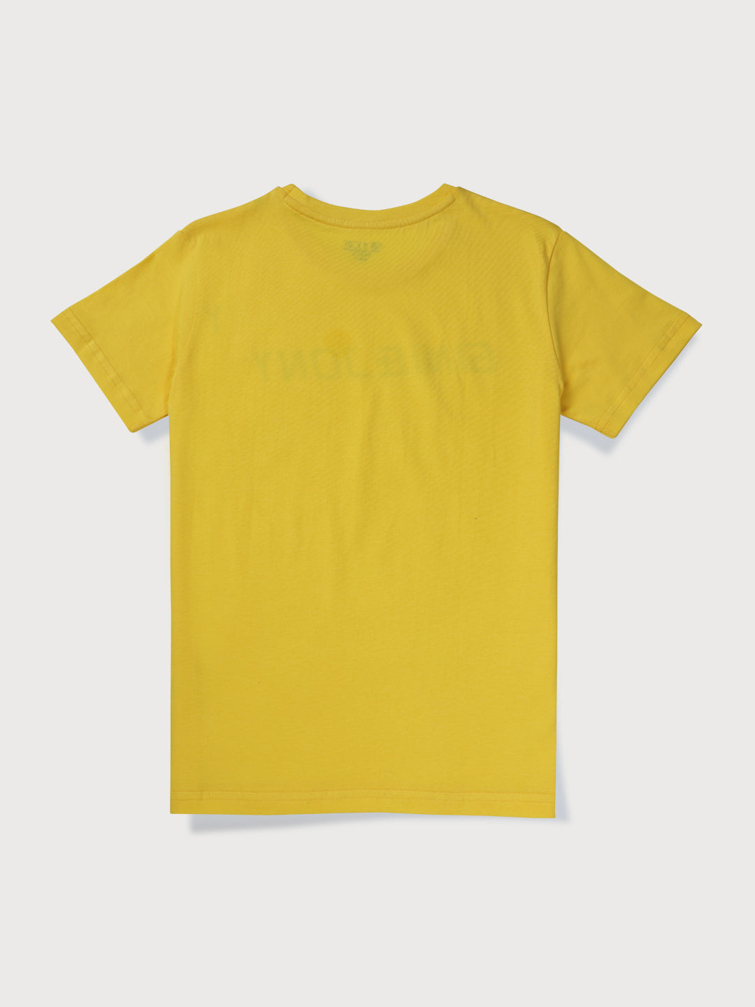 Boys Yellow Cotton Solid Half Sleeve T-Shirt