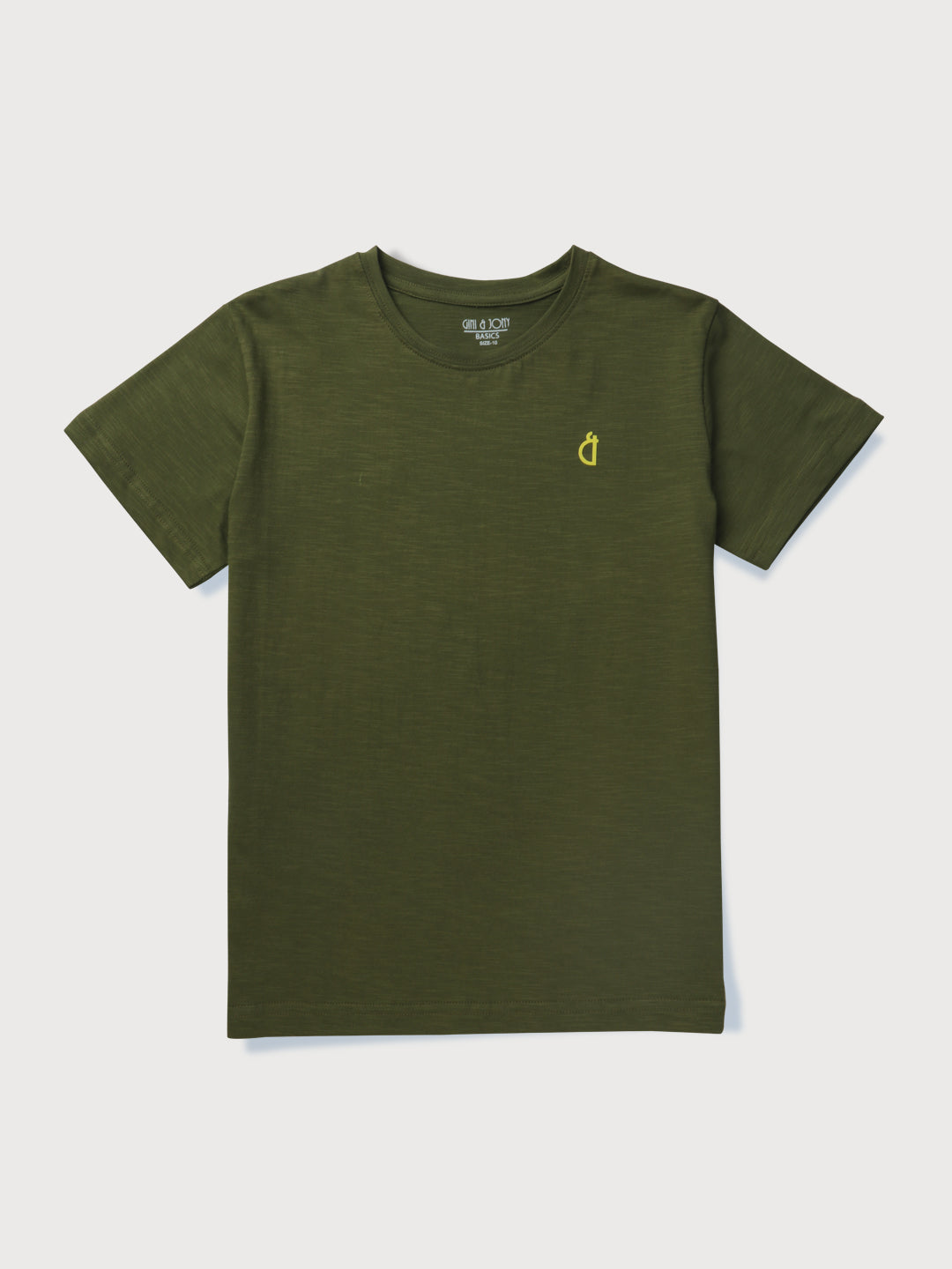 Boys Green Knits Solid Half Sleeves T-Shirt