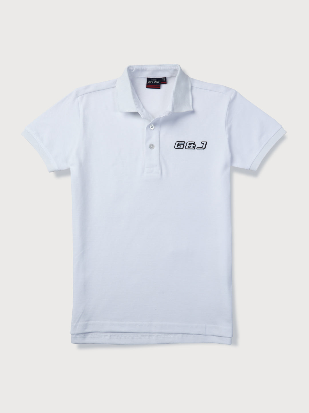 Boys White Solid Knits Polo