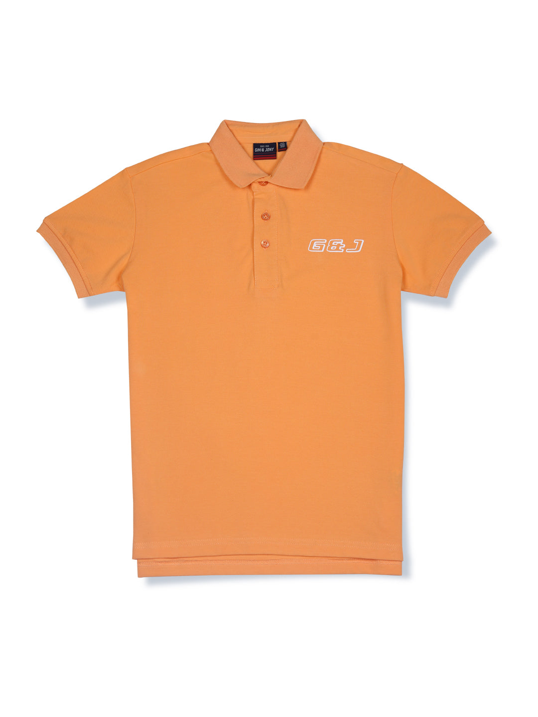 Boys Orange Solid Cotton Polo