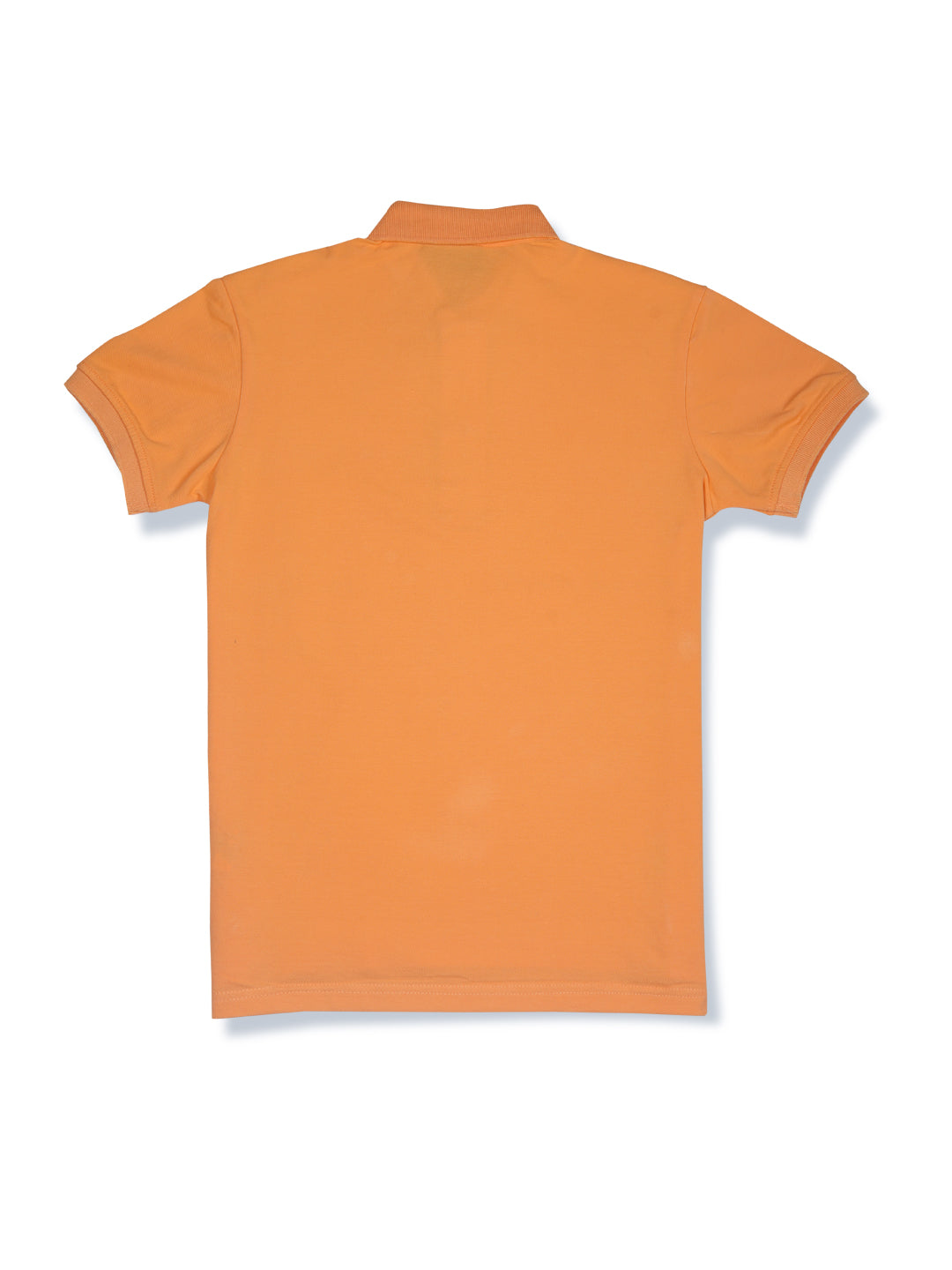 Boys Orange Solid Cotton Polo T-Shirt