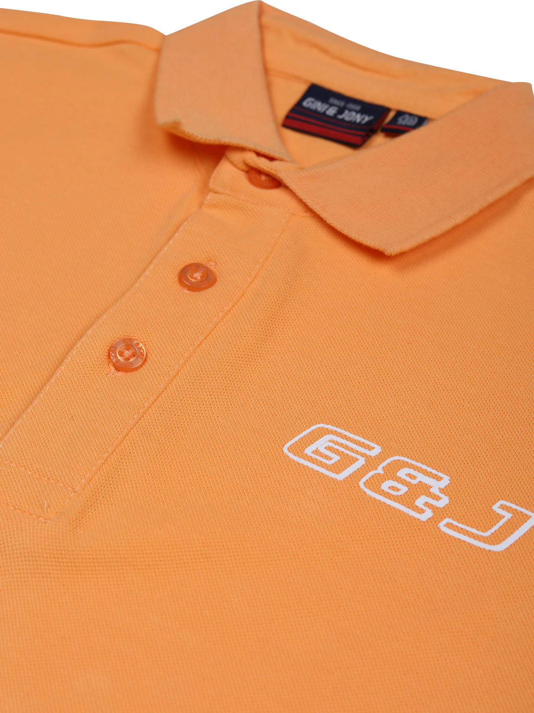 Boys Orange Solid Cotton Polo T-Shirt