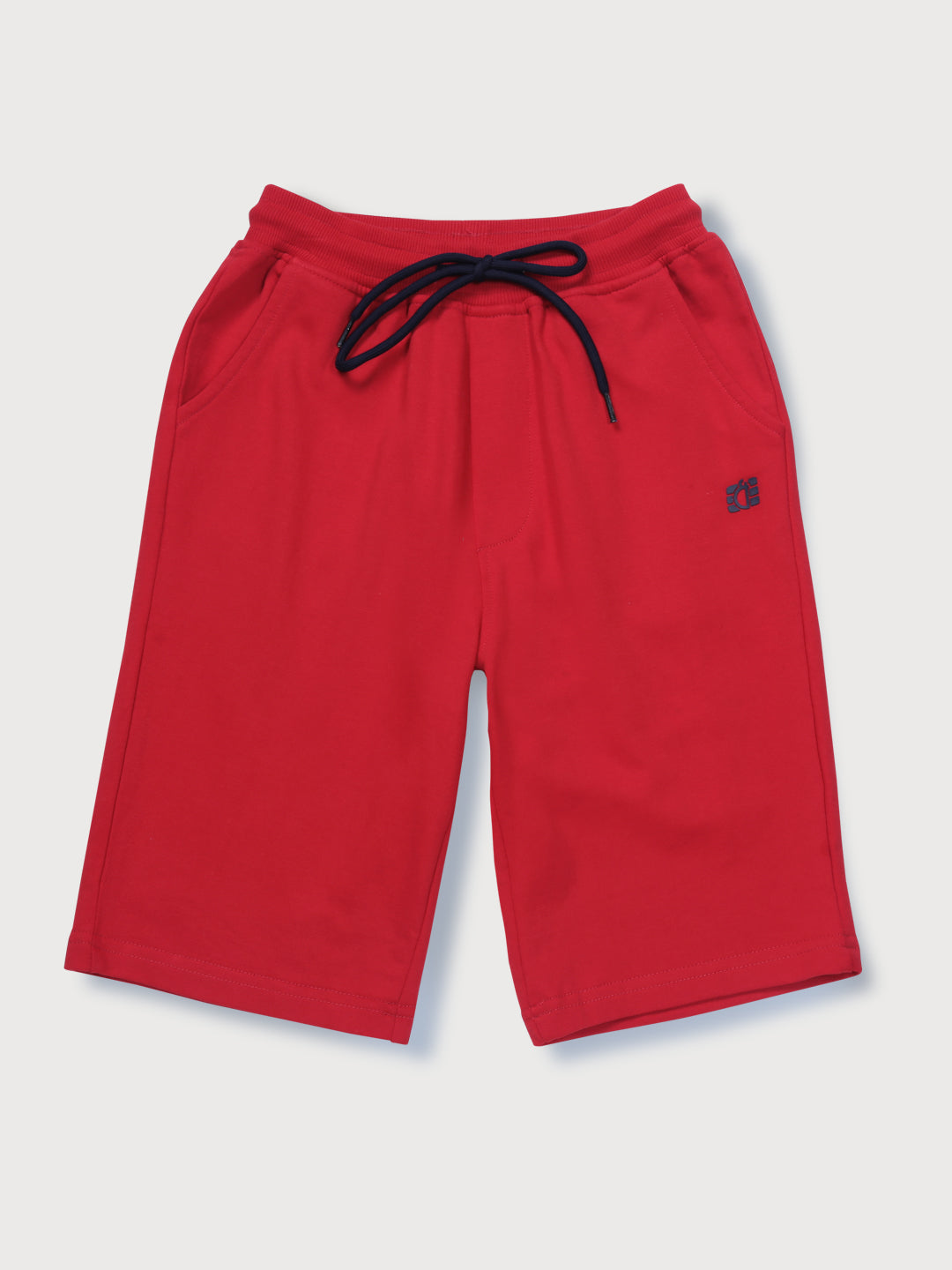 Boys Red Solid Knits Bermuda