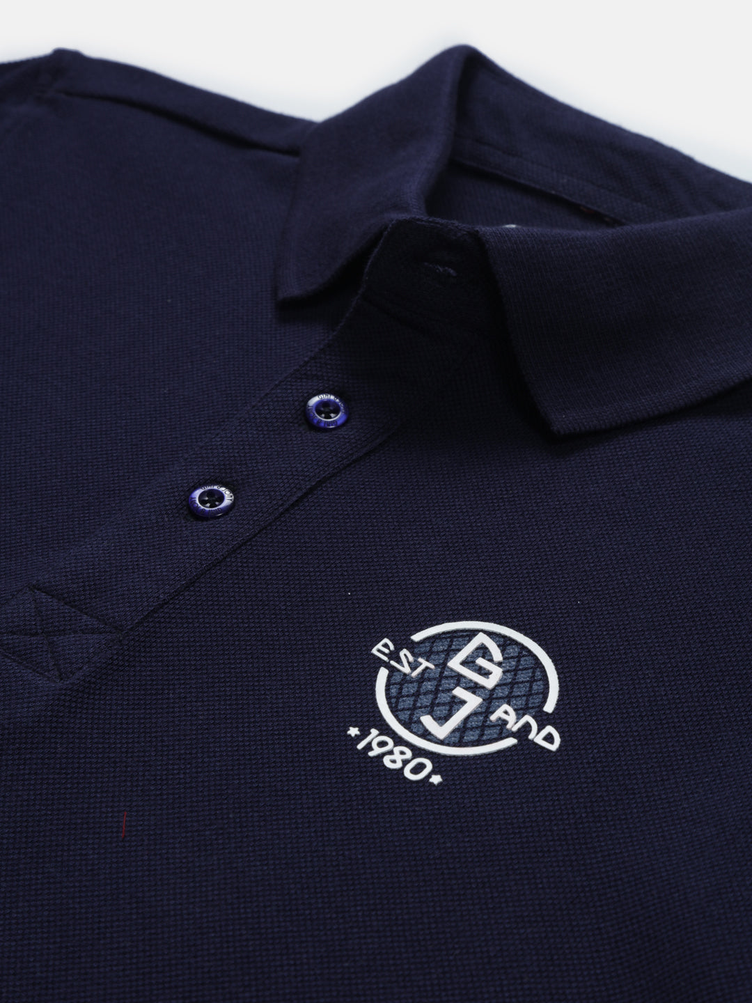 Boys Navy Blue Solid Knits Polo T-Shirt