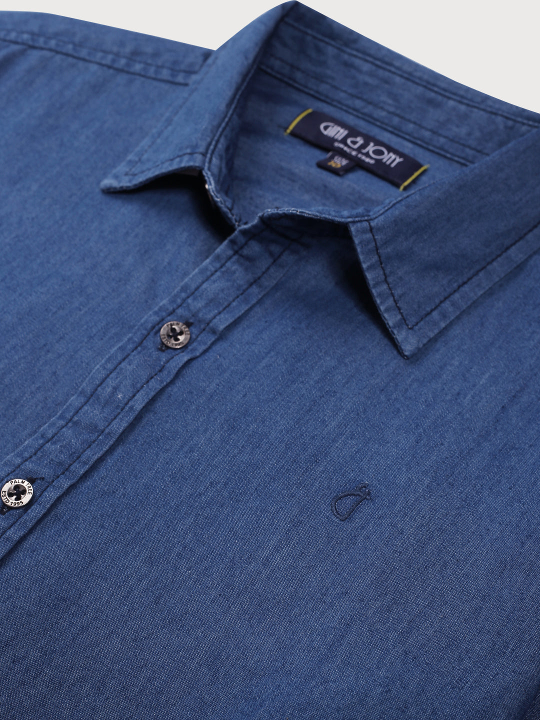 Boys Blue Solid Denim Shirt