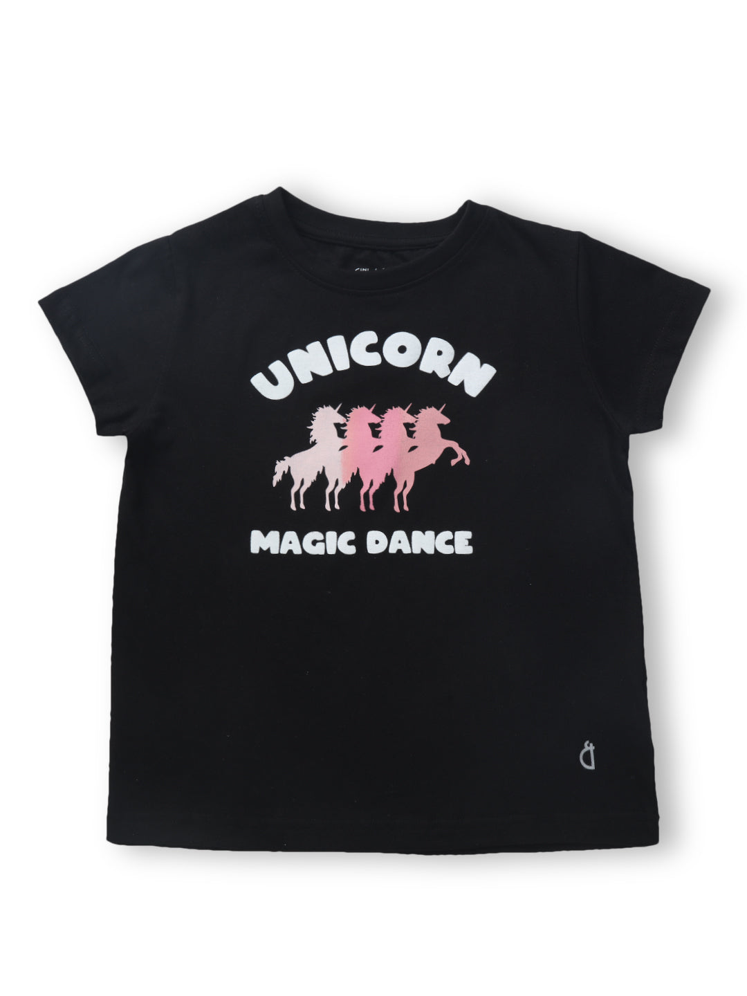 Girls Black Printed Cotton Knits Top