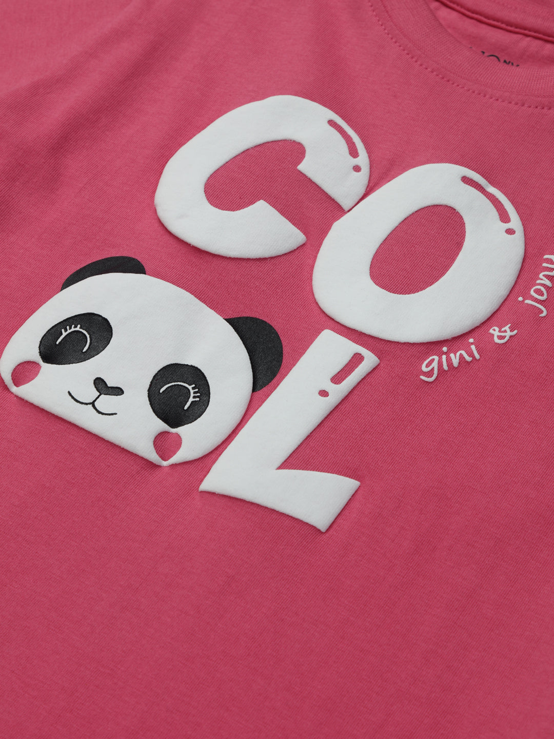 Girls Pink Printed Cotton Knits Top