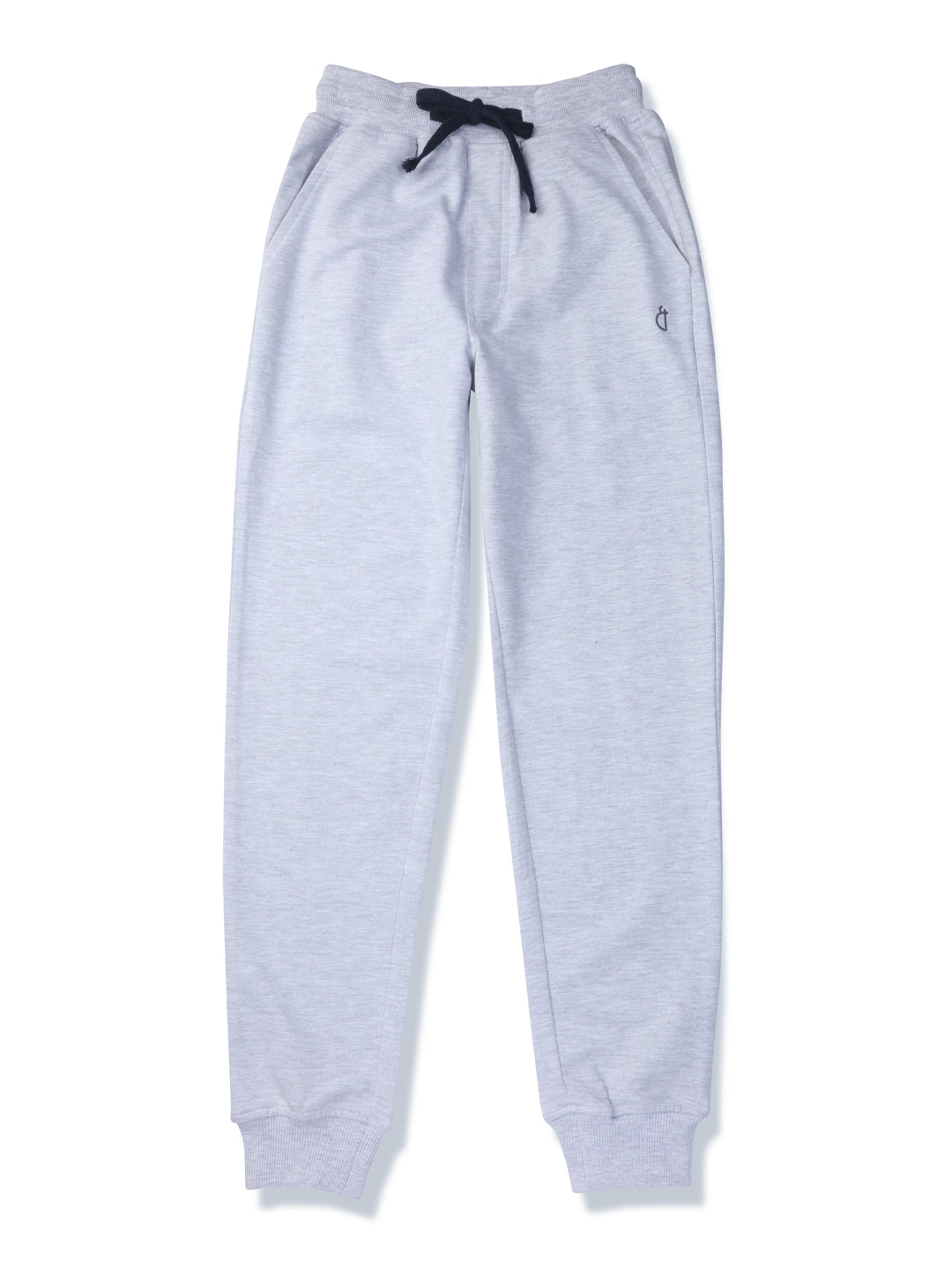 Girls Grey Solid Cotton Track Pant