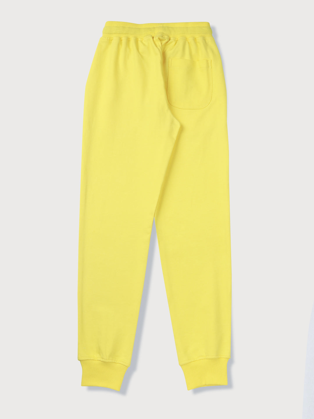 Girls Yellow Solid Knits Track Pant