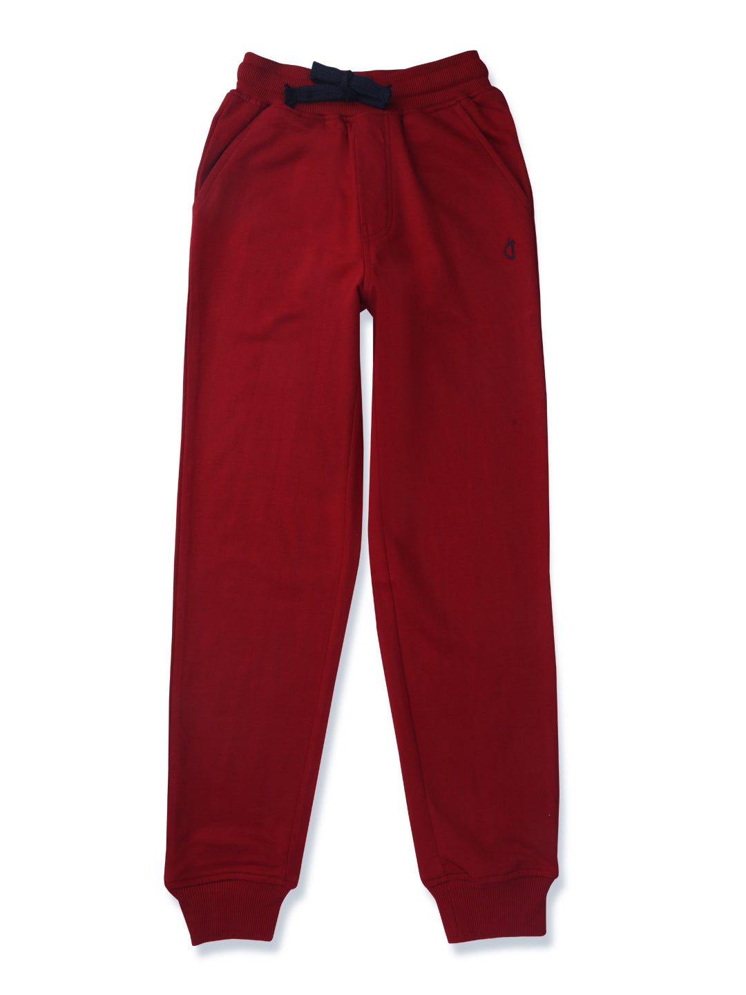 Girls Red Solid Cotton Track Pant