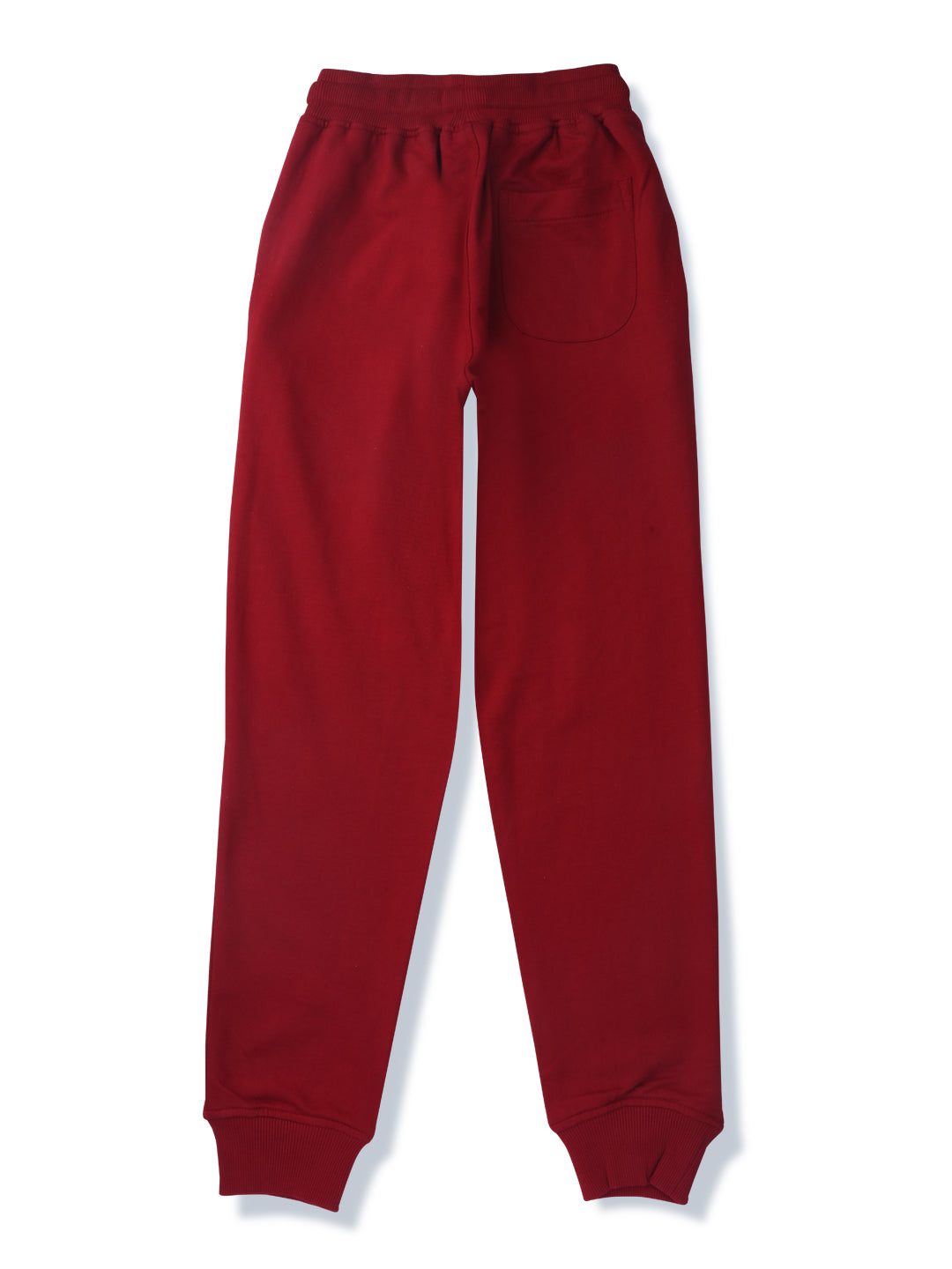 Girls Red Solid Cotton Track Pant