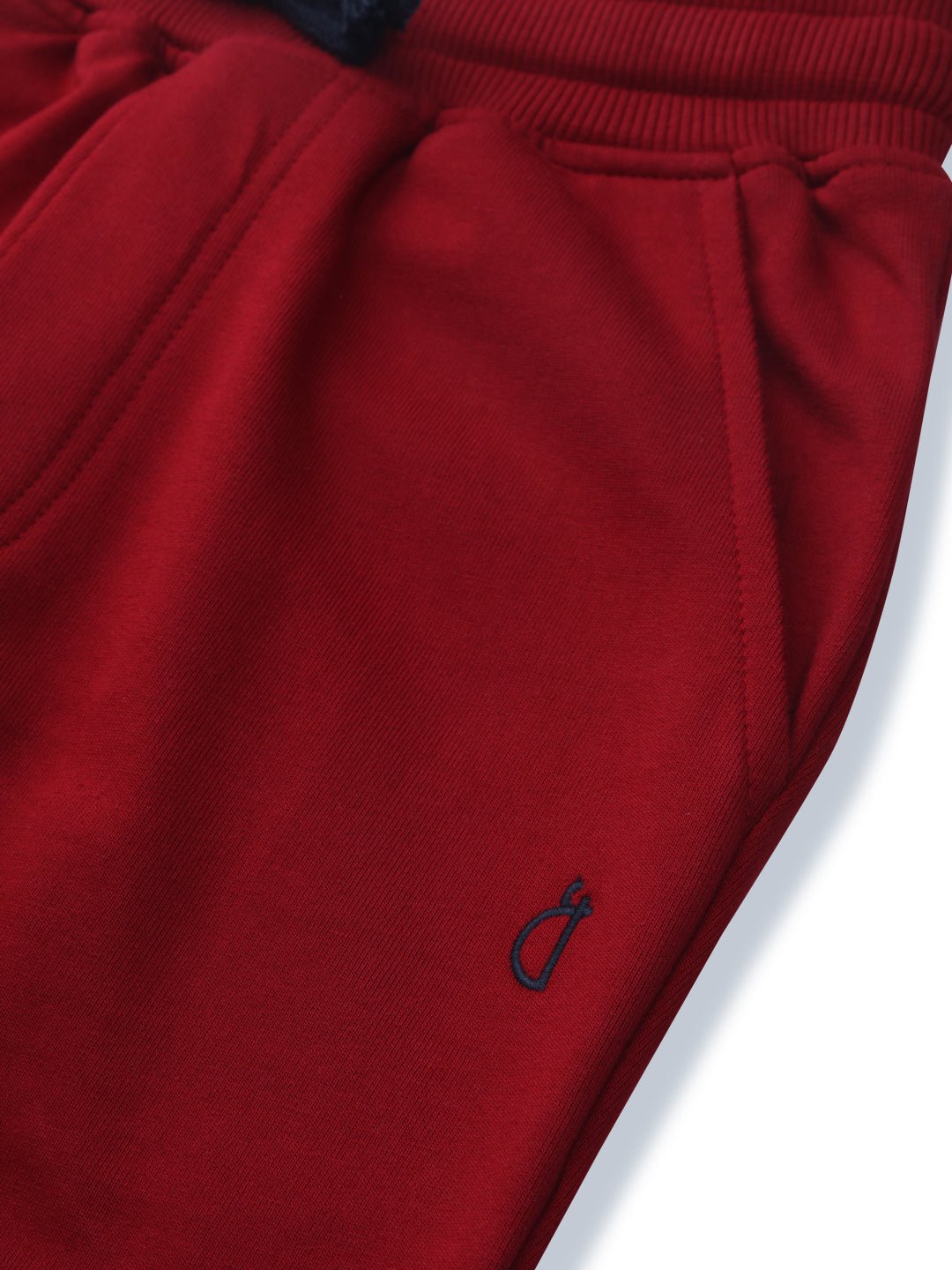 Girls Red Solid Cotton Track Pant