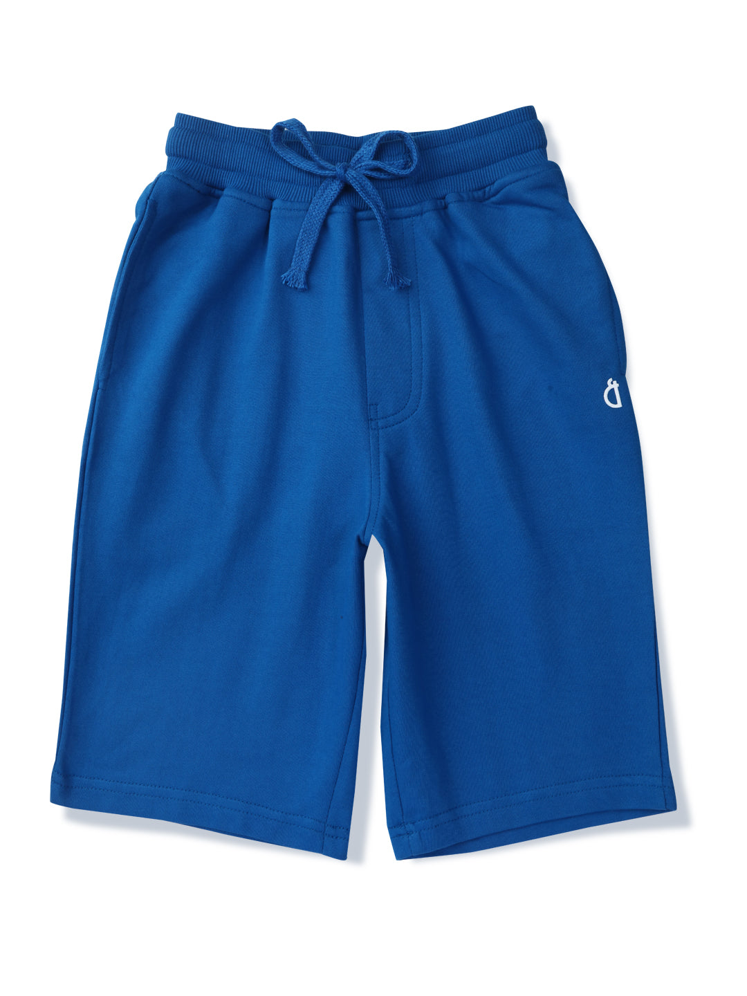 Boys Blue Solid Cotton Bermuda