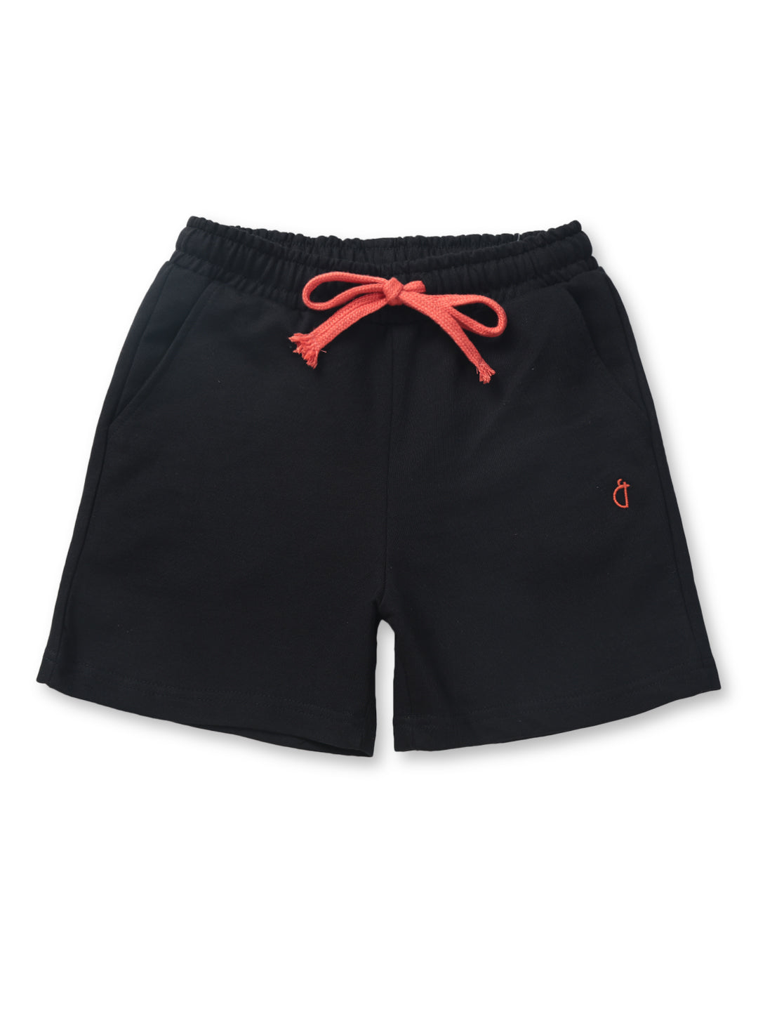 Boys Black Solid Cotton Knits Shorts