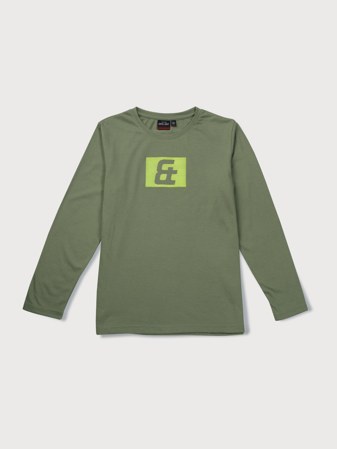 Boys Green Solid Knits T-Shirt