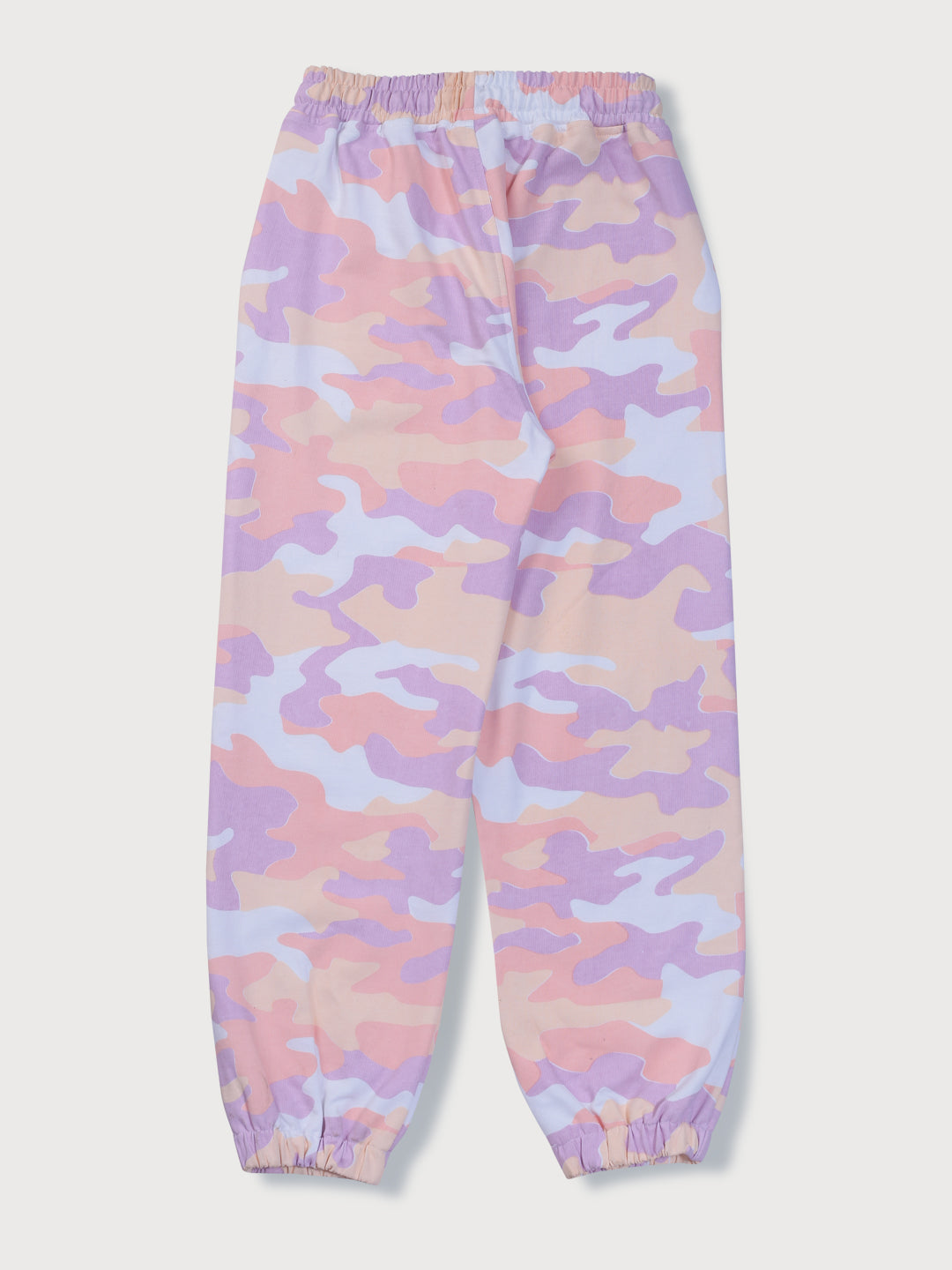 Girls Pink Knits Camouflage Elasticated Track Pant