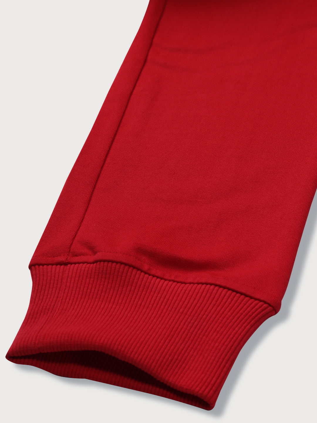 Boys Red Cotton Solid Elasticated Track Pant