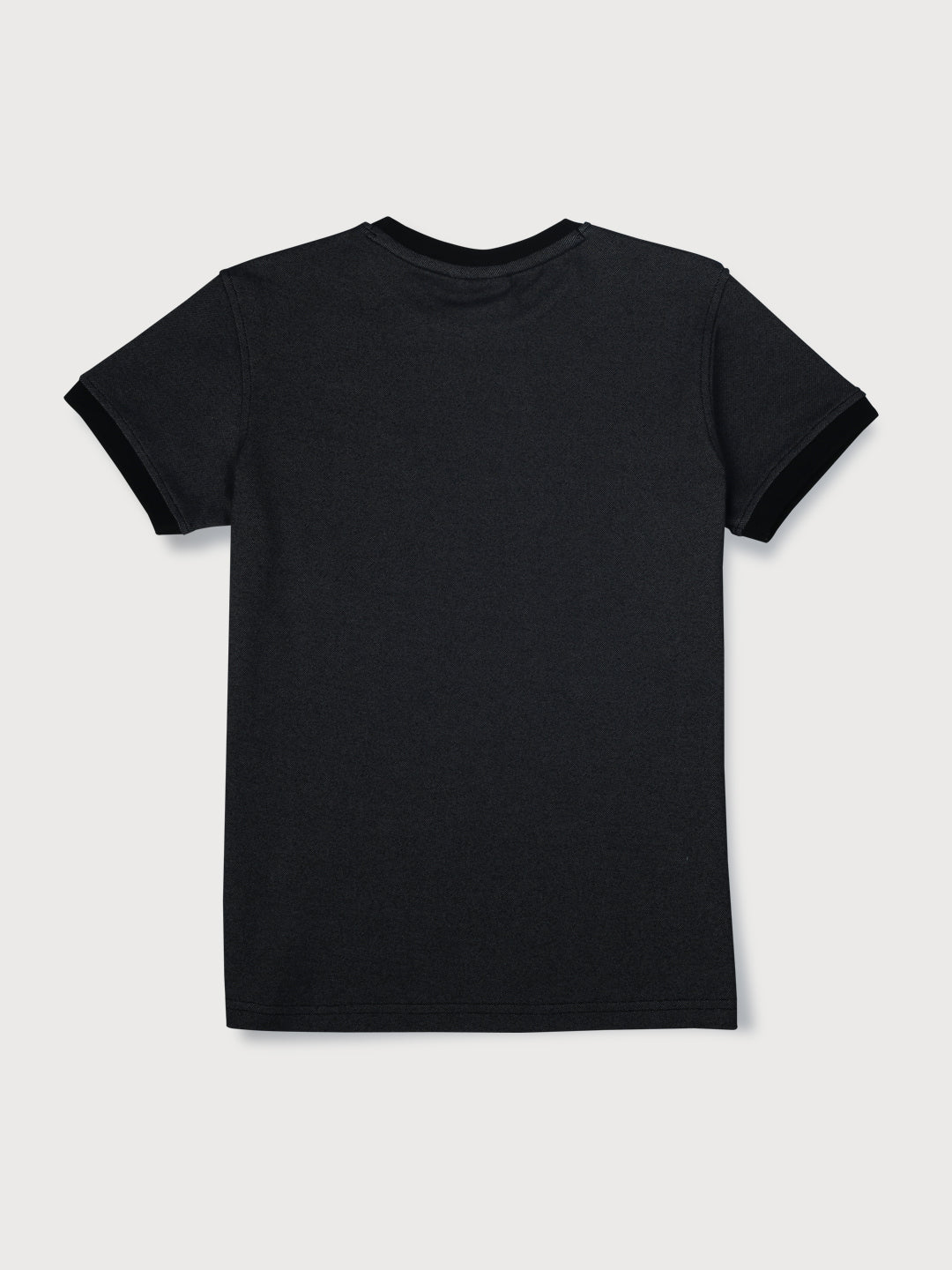 Boys Black Solid Knits T-Shirt