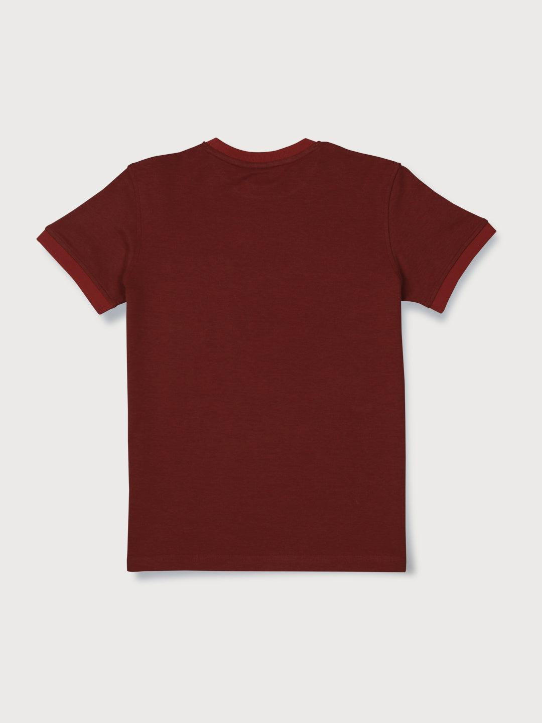 Boys Maroon Solid Knits T-Shirt