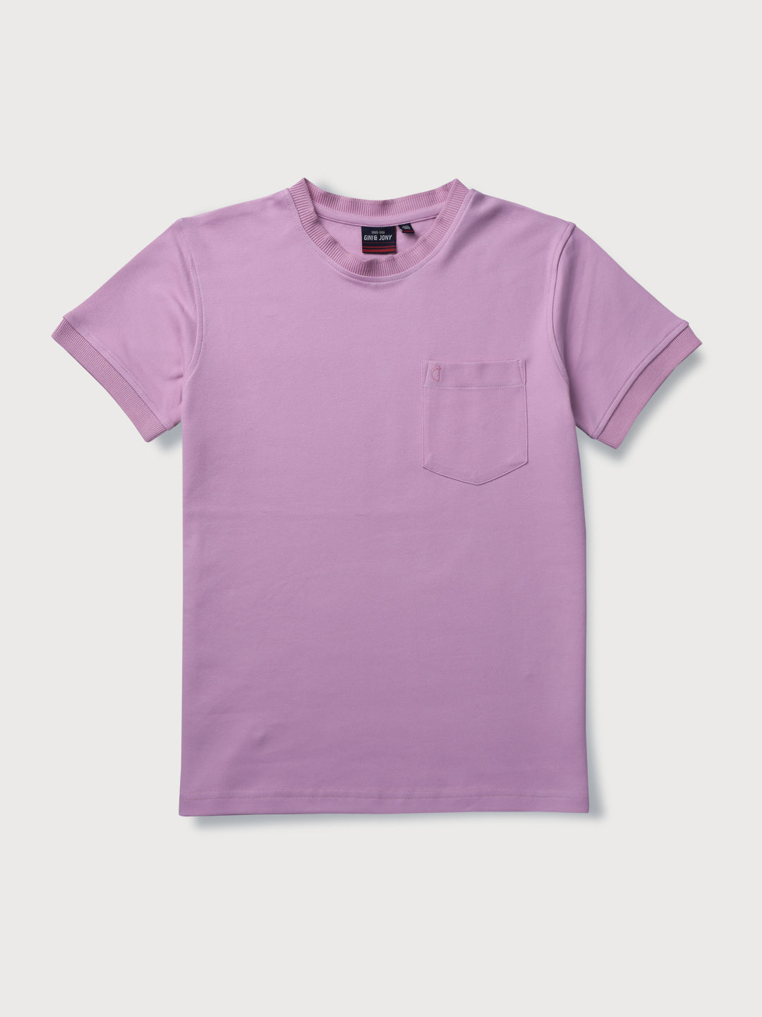 Boys Purple Solid Knits T-Shirt