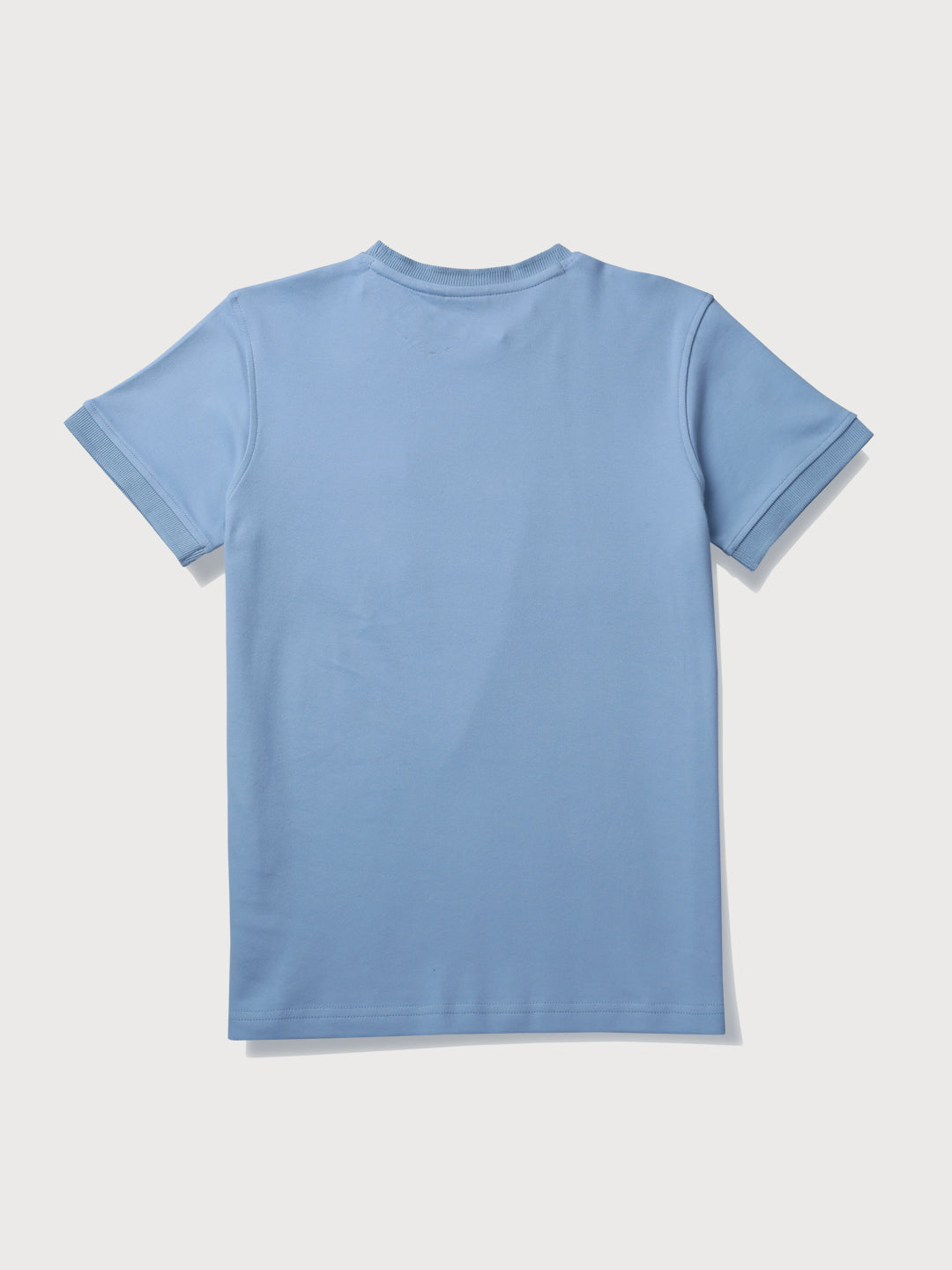 Boys Blue Solid Knits T-Shirt