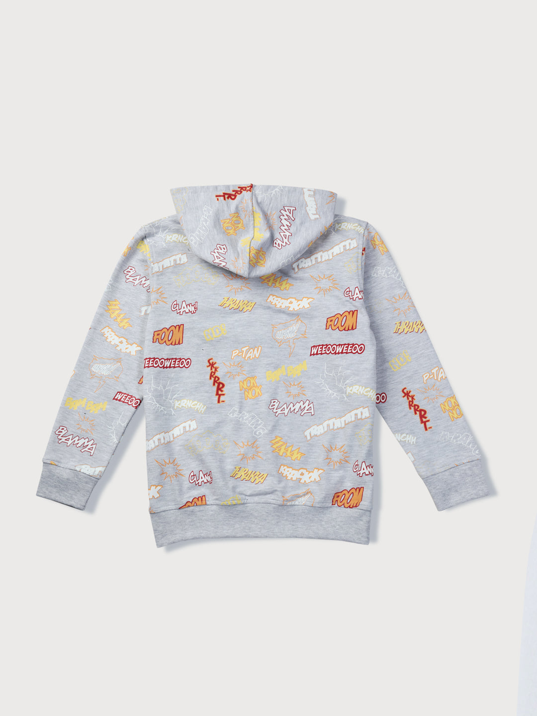 Boys Grey Cotton Printed Full Sleeves Knits Jacket