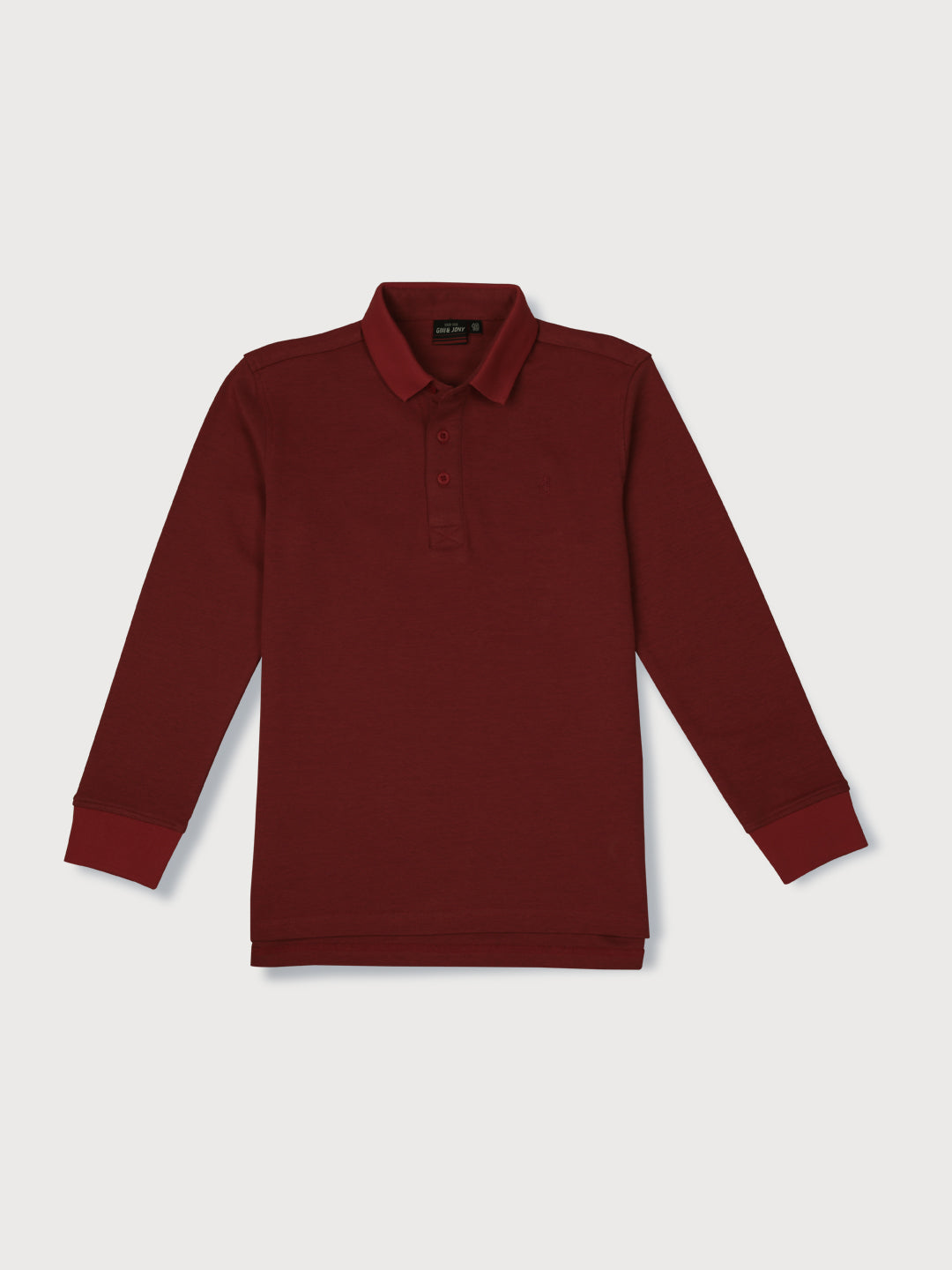 Boys Maroon Solid Woven Polo T-Shirt