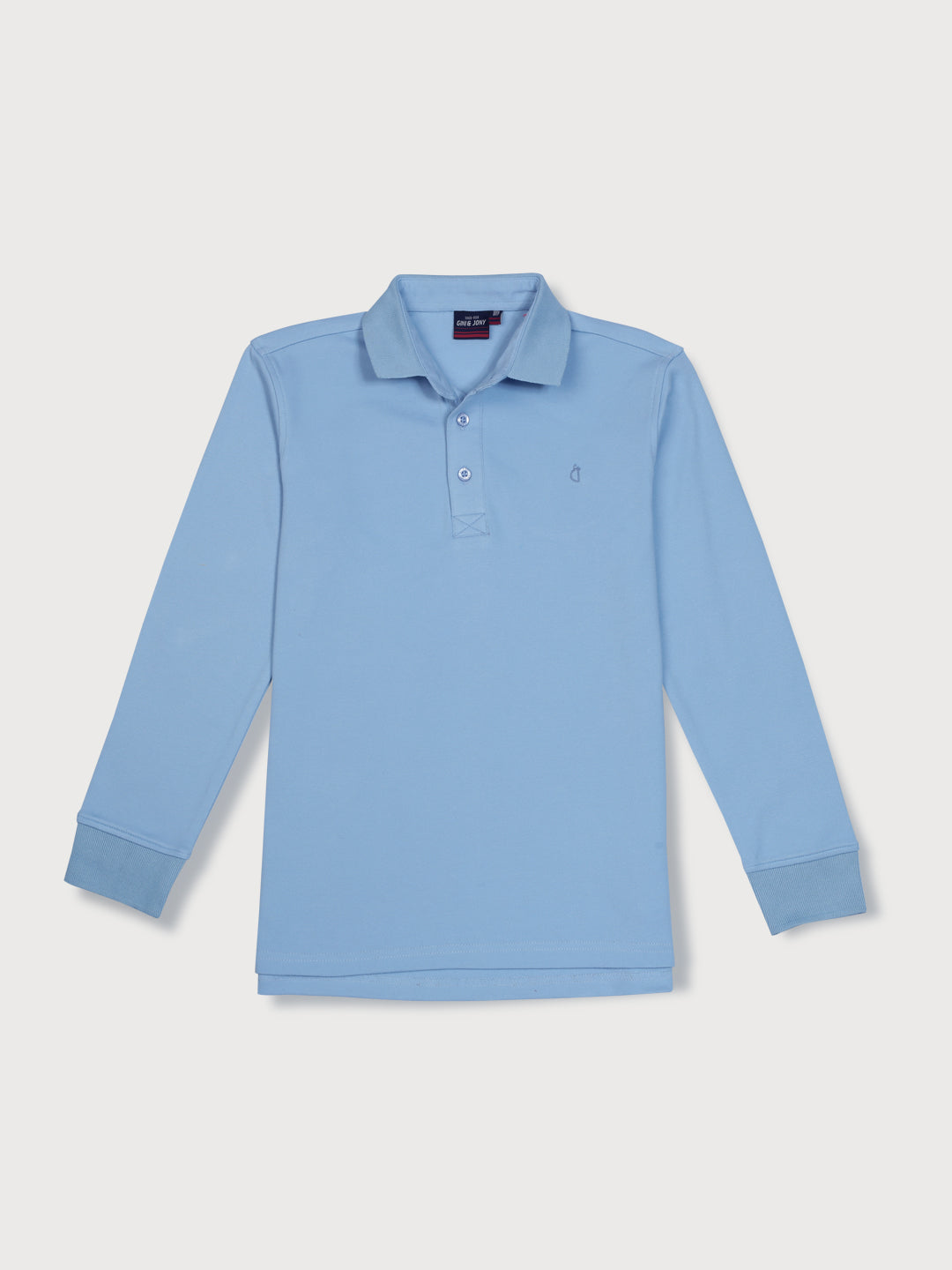 Boys Blue Solid Woven Polo T-Shirt