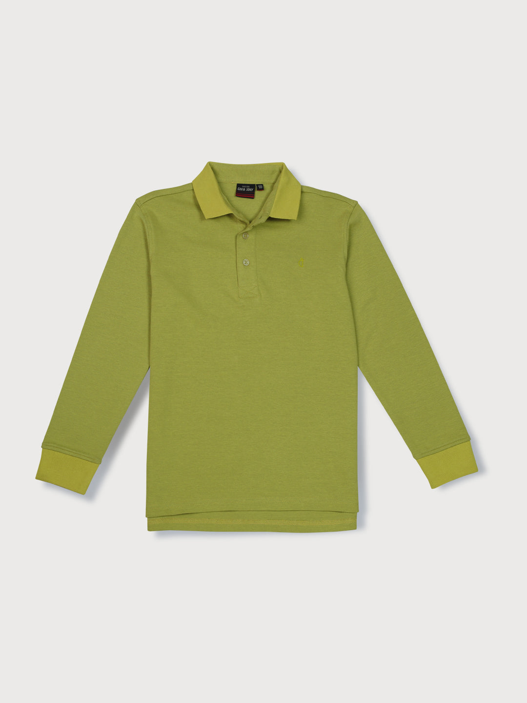 Boys Green Solid Woven Polo T-Shirt