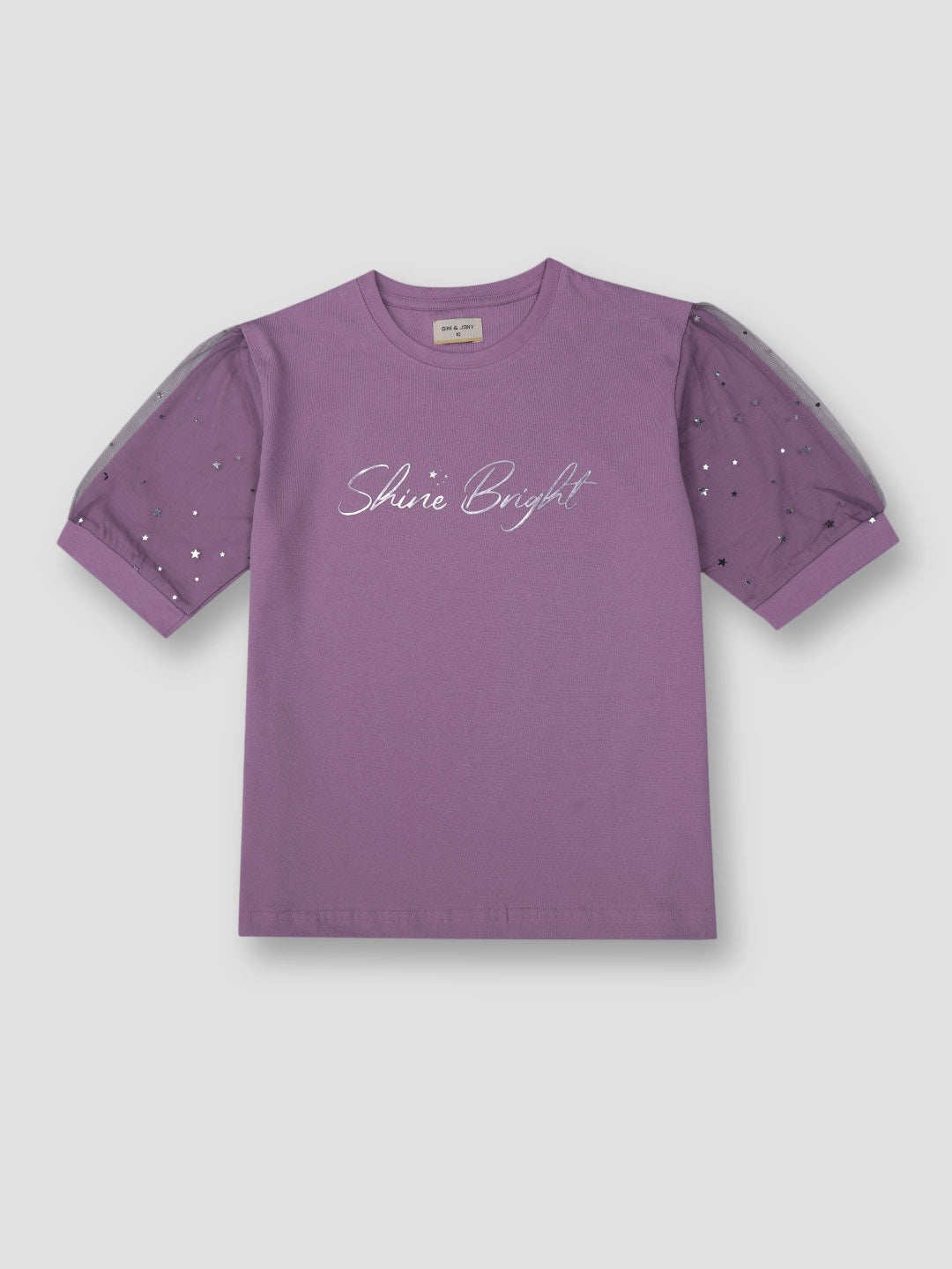 Girls Purple Printed Cotton Knits Top