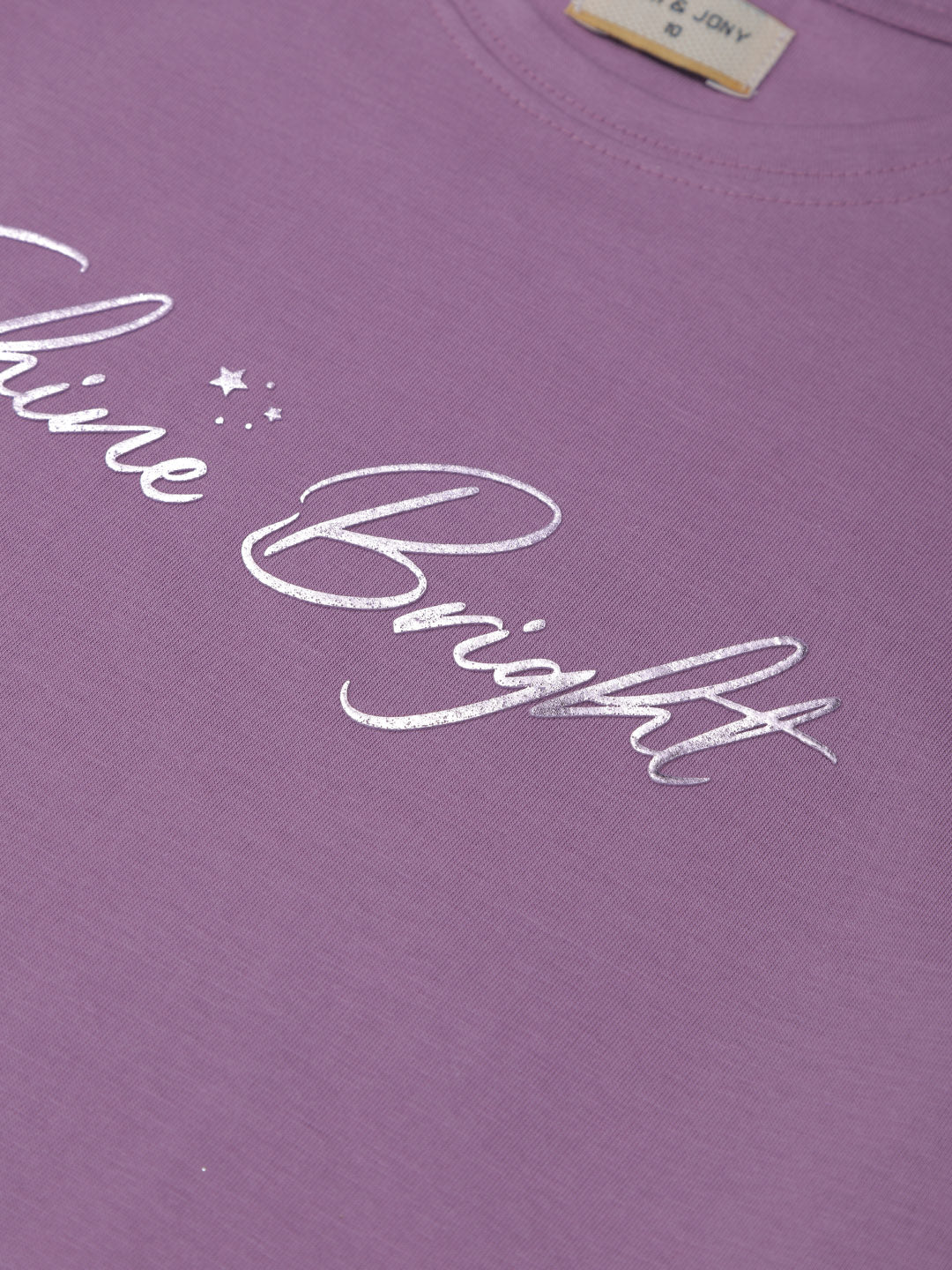Girls Purple Printed Cotton Knits Top