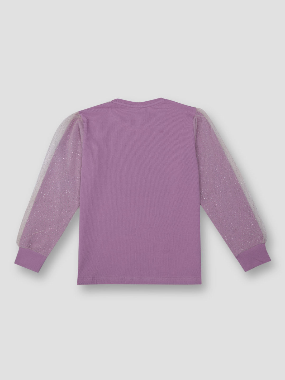 Girls Purple Printed Cotton Knits Top