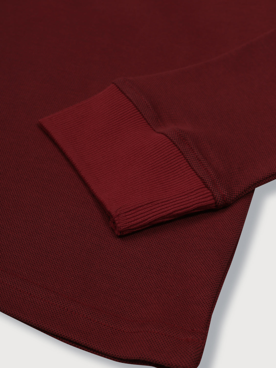 Boys Maroon Solid Cotton T-Shirt Full Sleeves