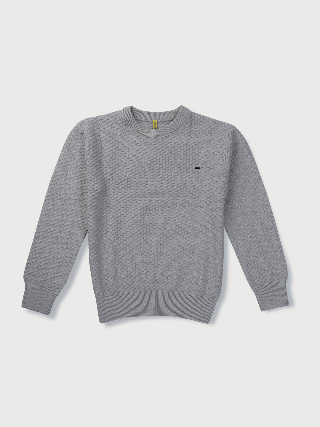 Boys Grey Solid Woven Sweater