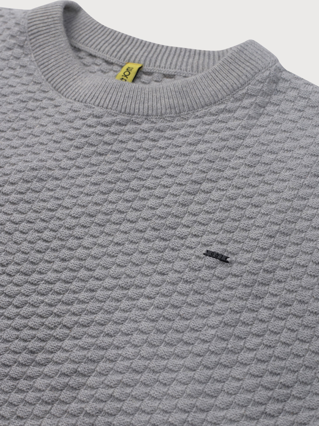 Boys Grey Solid Woven Sweater
