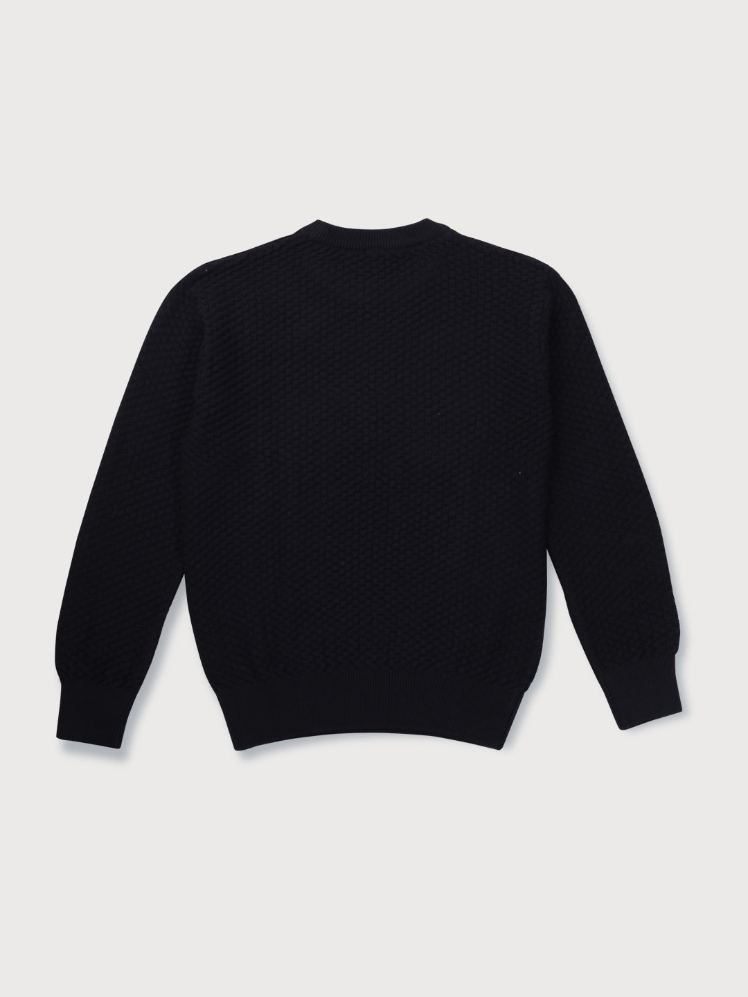 Boys Black Solid Woven Sweater