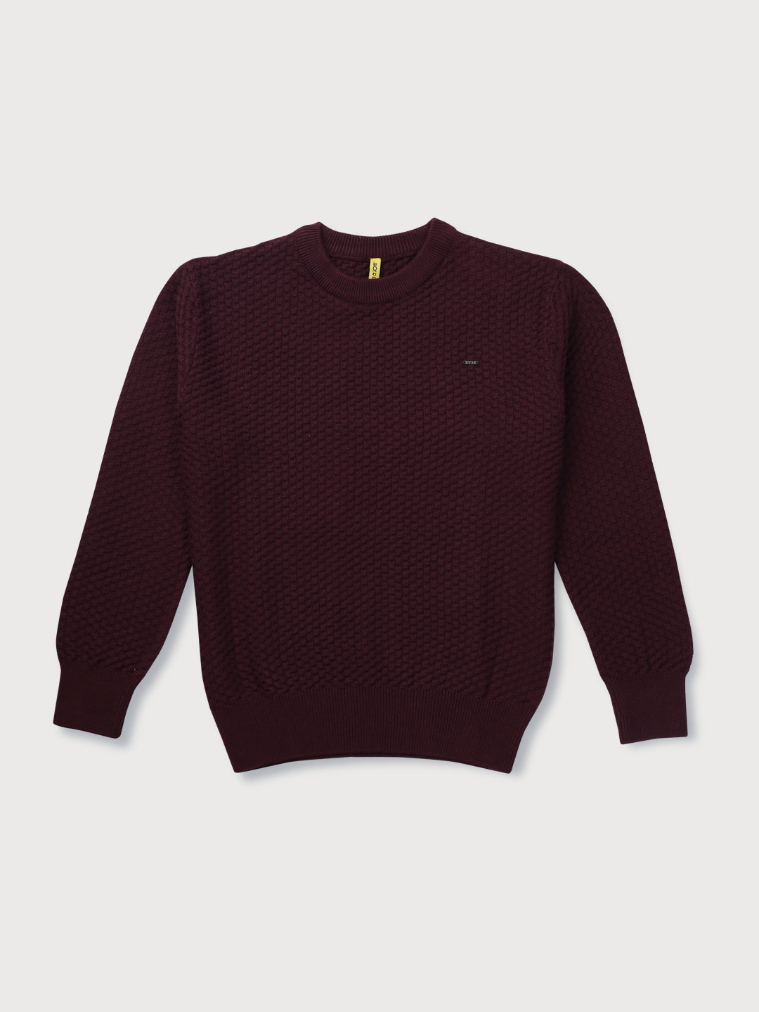 Boys Maroon Solid Woven Sweater